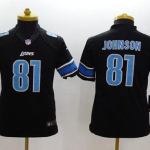 Exceptional Lions #81 Calvin Johnson Black Alternate Youth Stitched NFL Limited Jersey