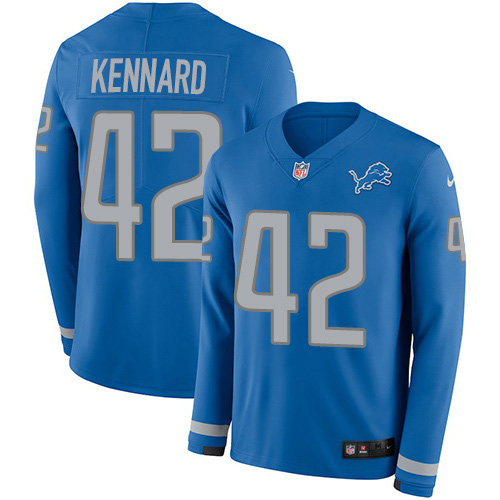 Superior Lions #42 Devon Kennard Blue Team Color Youth Stitched NFL Limited Therma Long Sleeve Jersey