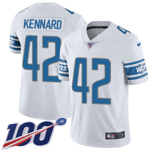 Gorgeous Lions #42 Devon Kennard White Youth Stitched NFL 100th Season Vapor Untouchable Limited Jersey