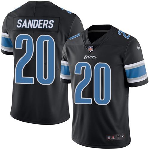 Premium Lions #20 Barry Sanders Black Youth Stitched NFL Limited Rush Jersey
