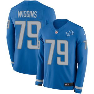 Finest Lions #79 Kenny Wiggins Blue Team Color Youth Stitched NFL Limited Therma Long Sleeve Jersey