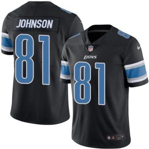 Premium Lions #81 Calvin Johnson Black Youth Stitched NFL Limited Rush Jersey