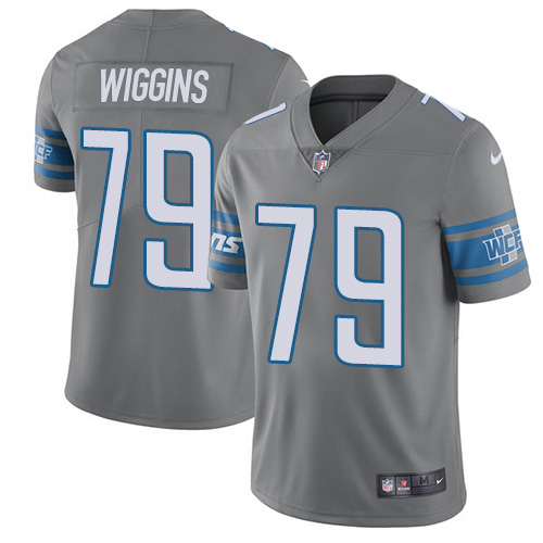 High quality Lions #79 Kenny Wiggins Gray Youth Stitched NFL Limited Rush Jersey