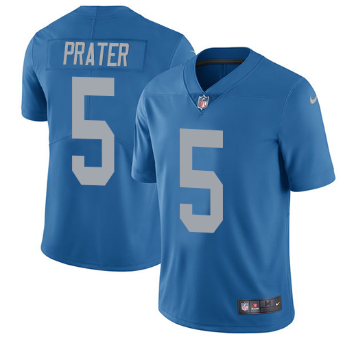 Superior Lions #5 Matt Prater Blue Throwback Youth Stitched NFL Vapor Untouchable Limited Jersey