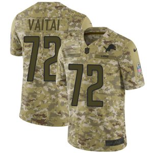 Finest Lions #72 Halapoulivaati Vaitai Camo Youth Stitched NFL Limited 2018 Salute To Service Jersey