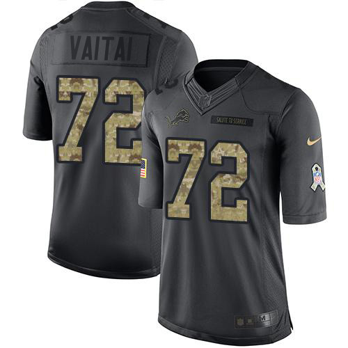 Exceptional Lions #72 Halapoulivaati Vaitai Black Youth Stitched NFL Limited 2016 Salute to Service Jersey