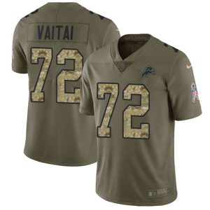 Exquisite Lions #72 Halapoulivaati Vaitai Olive/Camo Youth Stitched NFL Limited 2017 Salute To Service Jersey