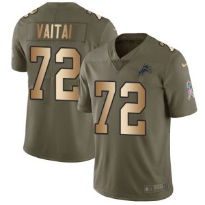 High quality Lions #72 Halapoulivaati Vaitai Olive/Gold Youth Stitched NFL Limited 2017 Salute To Service Jersey