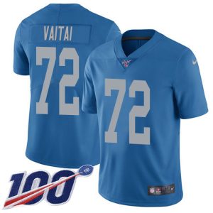 Outstanding Lions #72 Halapoulivaati Vaitai Blue Throwback Youth Stitched NFL 100th Season Vapor Untouchable Limited Jersey