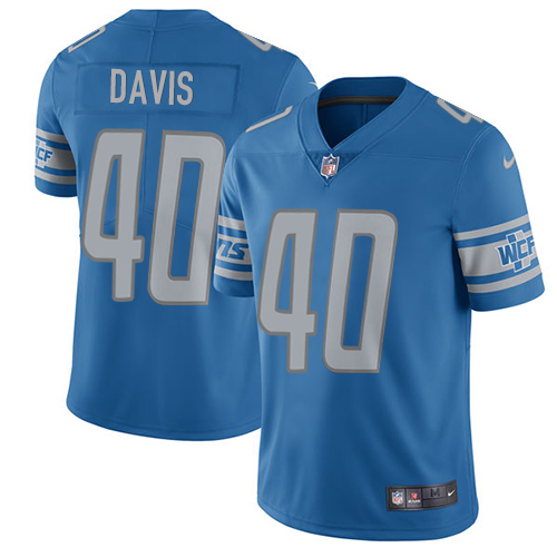 Exquisite Lions #40 Jarrad Davis Light Blue Team Color Youth Stitched NFL Vapor Untouchable Limited Jersey