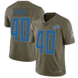 Exceptional Lions #40 Jarrad Davis Olive Youth Stitched NFL Limited 2017 Salute to Service Jersey