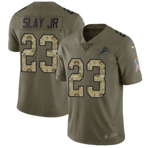 Outstanding Lions #23 Darius Slay Jr Olive/Camo Youth Stitched NFL Limited 2017 Salute to Service Jersey