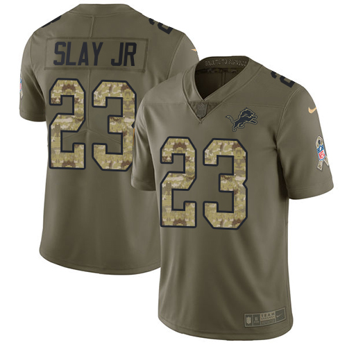 Outstanding Lions #23 Darius Slay Jr Olive/Camo Youth Stitched NFL Limited 2017 Salute to Service Jersey