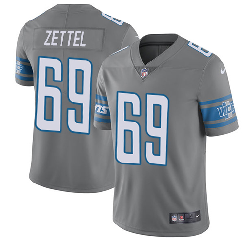 Outstanding Lions #69 Anthony Zettel Gray Youth Stitched NFL Limited Rush Jersey