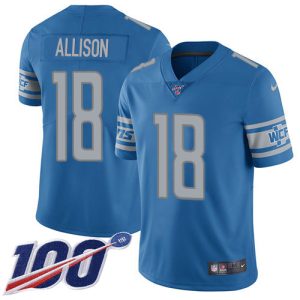 Superior Lions #18 Geronimo Allison Blue Team Color Youth Stitched NFL 100th Season Vapor Untouchable Limited Jersey