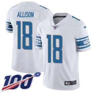 Finest Lions #18 Geronimo Allison White Youth Stitched NFL 100th Season Vapor Untouchable Limited Jersey