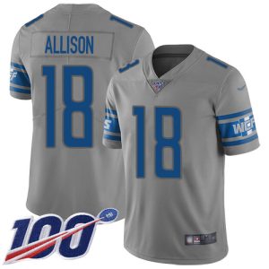 Superb Lions #18 Geronimo Allison Gray Youth Stitched NFL Limited Inverted Legend 100th Season Jersey