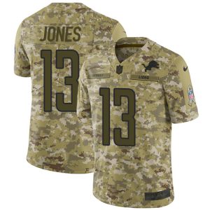 Marvelous Lions #13 T.J. Jones Camo Youth Stitched NFL Limited 2018 Salute to Service Jersey