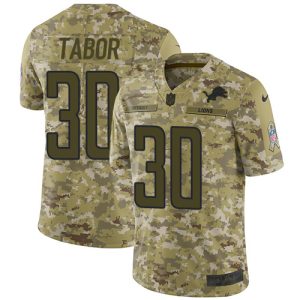 Superior Lions #30 Teez Tabor Camo Youth Stitched NFL Limited 2018 Salute to Service Jersey