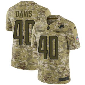 Exceptional Lions #40 Jarrad Davis Camo Youth Stitched NFL Limited 2018 Salute to Service Jersey