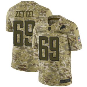 Premium Lions #69 Anthony Zettel Camo Youth Stitched NFL Limited 2018 Salute to Service Jersey
