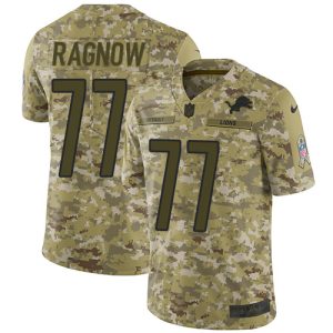 Gorgeous Lions #77 Frank Ragnow Camo Youth Stitched NFL Limited 2018 Salute to Service Jersey