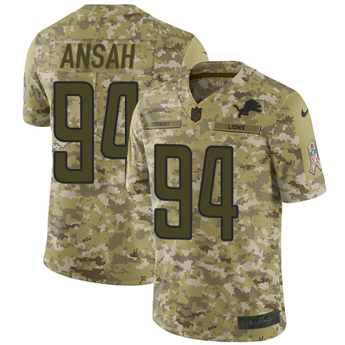 Finest Lions #94 Ziggy Ansah Camo Youth Stitched NFL Limited 2018 Salute to Service Jersey