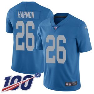 Superb Lions #26 Duron Harmon Blue Throwback Youth Stitched NFL 100th Season Vapor Untouchable Limited Jersey