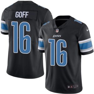 High quality Detroit Lions #16 Jared Goff Black Youth Stitched NFL Limited Rush Jersey