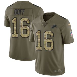 Superior Detroit Lions #16 Jared Goff Olive/Camo Youth Stitched NFL Limited 2017 Salute To Service Jersey