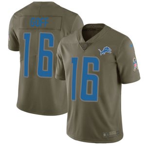 Superb Detroit Lions #16 Jared Goff Olive Youth Stitched NFL Limited 2017 Salute To Service Jersey