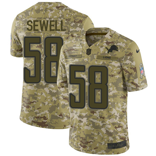 Exceptional Detroit Lions #58 Penei Sewell Camo Youth Stitched NFL Limited 2018 Salute To Service Jersey