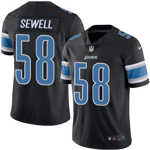 Finest Detroit Lions #58 Penei Sewell Black Youth Stitched NFL Limited Rush Jersey