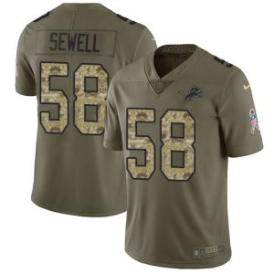 Marvelous Detroit Lions #58 Penei Sewell Olive/Camo Youth Stitched NFL Limited 2017 Salute To Service Jersey