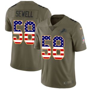 High quality Detroit Lions #58 Penei Sewell Olive/USA Flag Youth Stitched NFL Limited 2017 Salute To Service Jersey