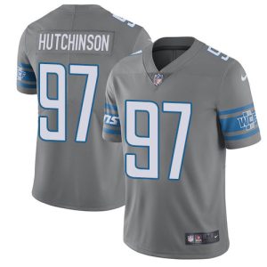 High quality Lions #97 Aidan Hutchinson Gray Youth Stitched NFL Limited Rush Jersey