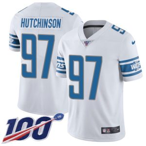 Finest Lions #97 Aidan Hutchinson White Youth Stitched NFL 100th Season Vapor Untouchable Limited Jersey