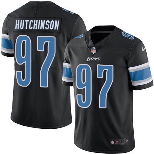 Exceptional Lions #97 Aidan Hutchinson Black Youth Stitched NFL Limited Rush Jersey