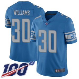 Marvelous Lions #30 Jamaal Williams Blue Team Color Youth Stitched NFL 100th Season Vapor Untouchable Limited Jersey