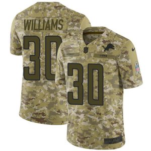 Premium Lions #30 Jamaal Williams Camo Youth Stitched NFL Limited 2018 Salute To Service Jersey