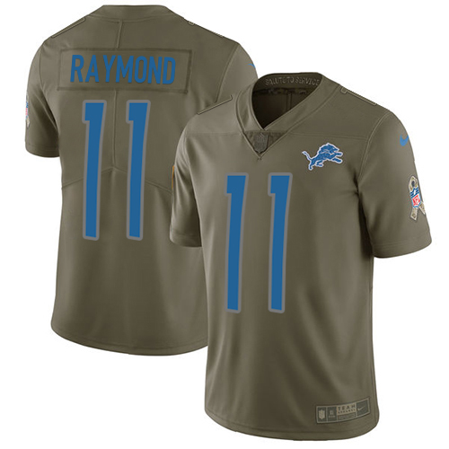 Exquisite Lions #11 Kalif Raymond Olive Youth Stitched NFL Limited 2017 Salute To Service Jersey