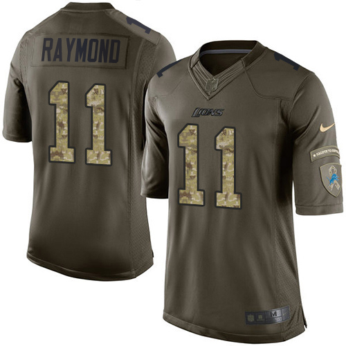 Superb Lions #11 Kalif Raymond Green Youth Stitched NFL Limited 2015 Salute to Service Jersey