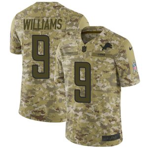 High quality Lions #9 Jameson Williams Camo Youth Stitched NFL Limited 2018 Salute To Service Jersey