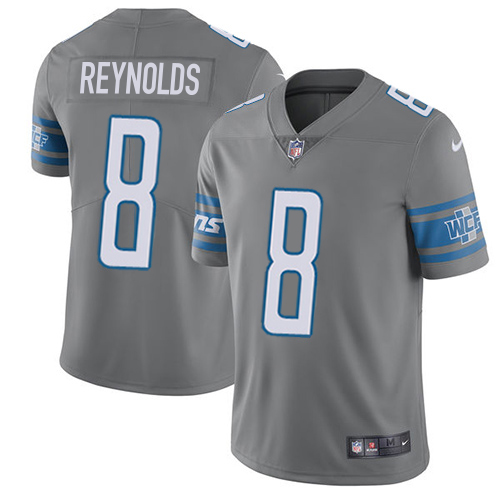 Premium Lions #8 Josh Reynolds Gray Youth Stitched NFL Limited Rush Jersey