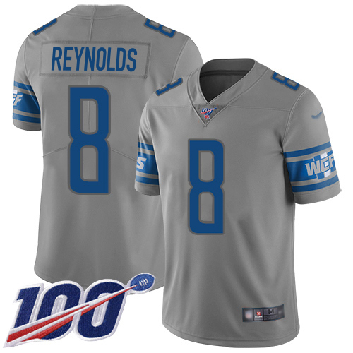 Superior Lions #8 Josh Reynolds Gray Youth Stitched NFL Limited Inverted Legend 100th Season Jersey