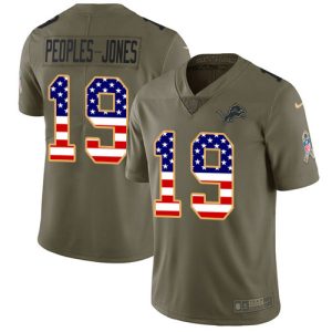 High quality Lions #19 Donovan Peoples-Jones Olive/USA Flag Youth Stitched NFL Limited 2017 Salute To Service Jersey