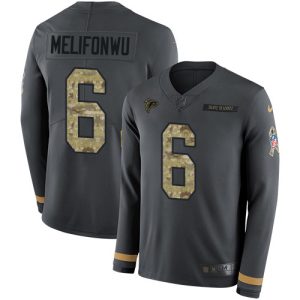 Premium Lions #6 Ifeatu Melifonwu Anthracite Salute to Service Youth Stitched NFL Limited Therma Long Sleeve Jersey