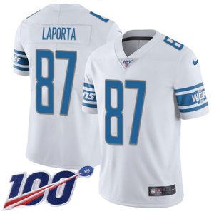 Exceptional Lions #87 Sam LaPorta White Youth Stitched NFL 100th Season Vapor Untouchable Limited Jersey