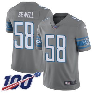 Finest Lions #58 Penei Sewell Gray Youth Stitched NFL Limited Rush 100th Season Jersey