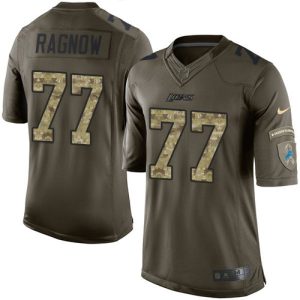 Premium Lions #77 Frank Ragnow Green Youth Stitched NFL Limited 2015 Salute to Service Jersey